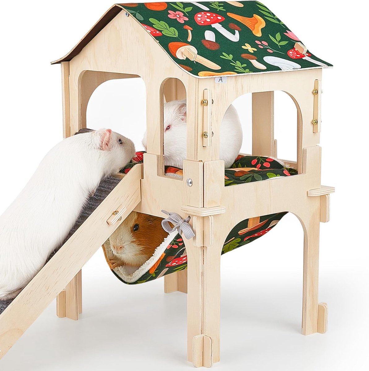 Bienbee Cavia-schuilplaats, groot houten cavia-kasteel met trap, hangmat en mat, afneembaar dubbeldekker cavia”s huis voor konijnenhamster, chinchilla, fret, konijnen, cavia’s, accessoires Bienbee Cavia-schuilplaats, groot houten cavia-kasteel met trap, hangmat en mat, afneembaar dubbeldekker cavia”s huis voor konijnenhamster, chinchilla, fret, konijnen, cavia’s, accessoires