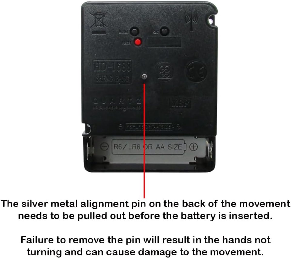 Klok uurwerk - Vervanging mechanisme - Wandklok reparatie - Automatische tijdsinstelling - 49mm schacht - Zwart