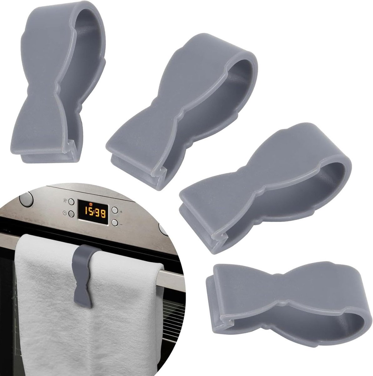 Allecto - Handdoekclips - Duvet houders - Voorkomt dat handdoeken op de grond liggen - 4 stuks - Keuken gadgets - Perfect voor elke keuken - Multif...