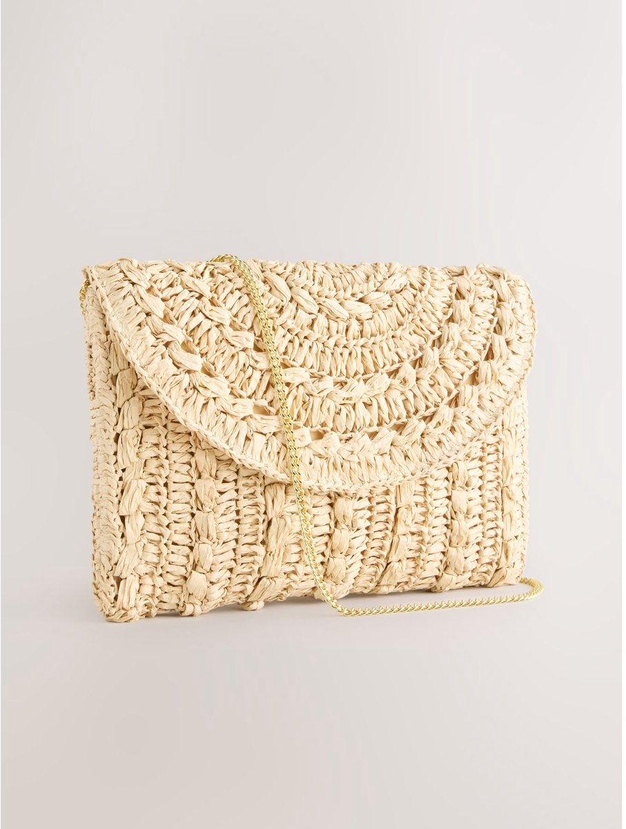 Next - Dames - Clutch van imitatie-raffia - Naturel