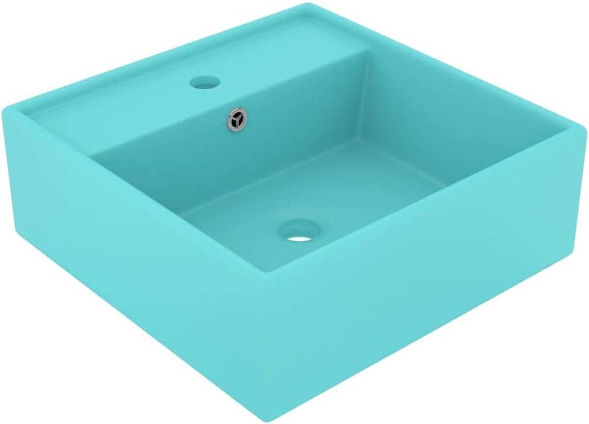 Wastafel Vierkant - Badkamer Gootsteen - Dagelijks Gebruik - Mat Lichtgroen Keramiek - 41x41 cm