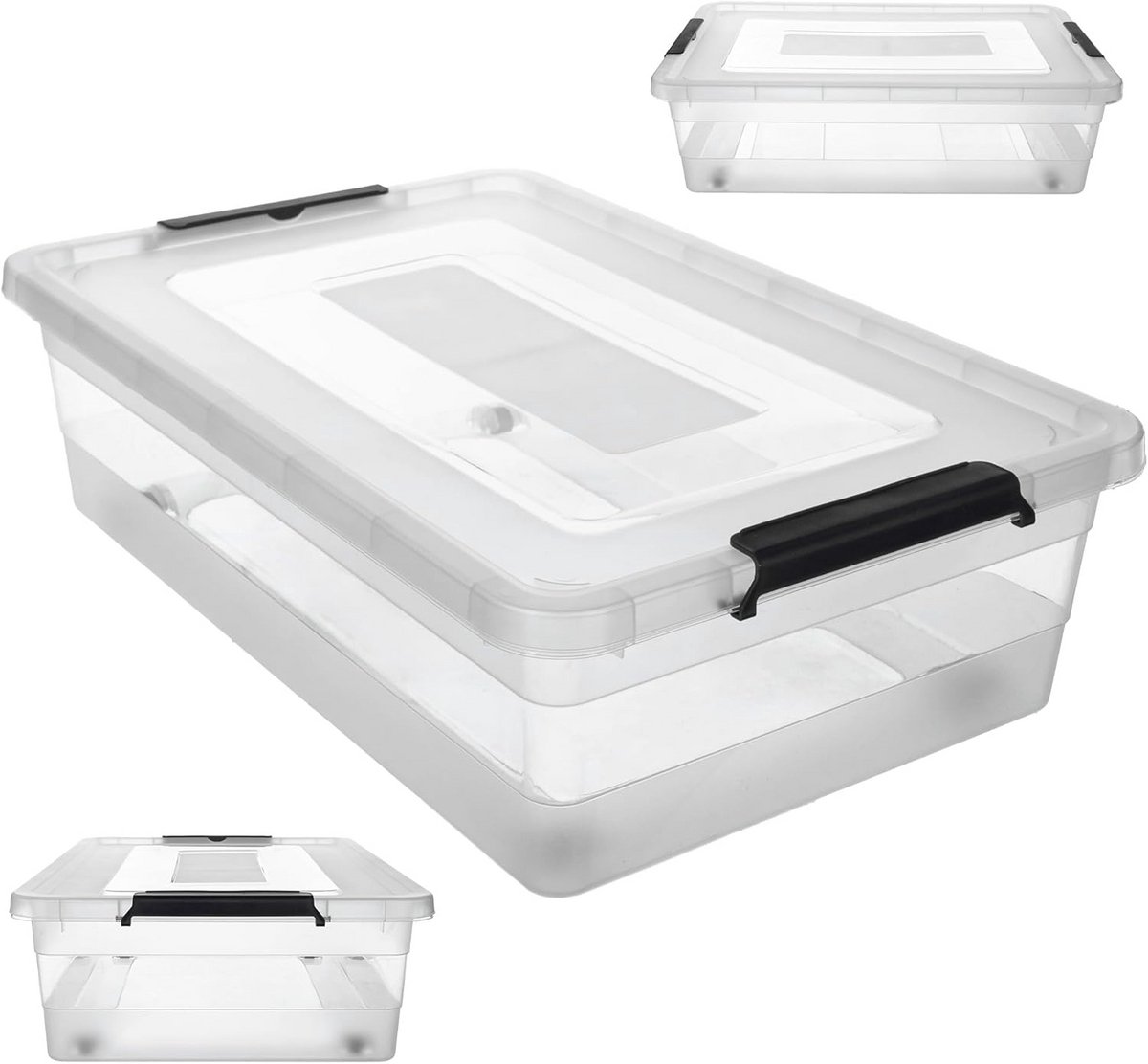 Opbergbak Met Deksel - Opbergdoos - Opbergbox - ruimtebesparend