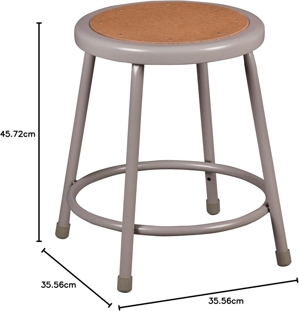 Stalen Kruk - Barkruk Zithoogte - Keuken Bar - Stevig Stalen Frame - 45.7 cm Hoog - Grijs