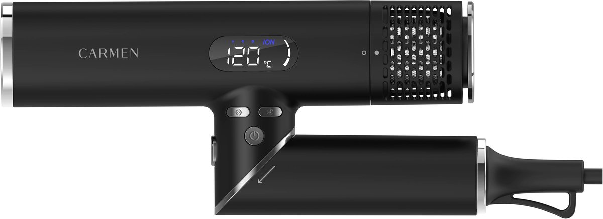 Carmen CHD1640B - Föhn - Krachtige Haardroger - ION Technologie - Inklapbaar - 110.000 RPM Motor - 2 Blaasmonden - Zwart — afbeelding 6