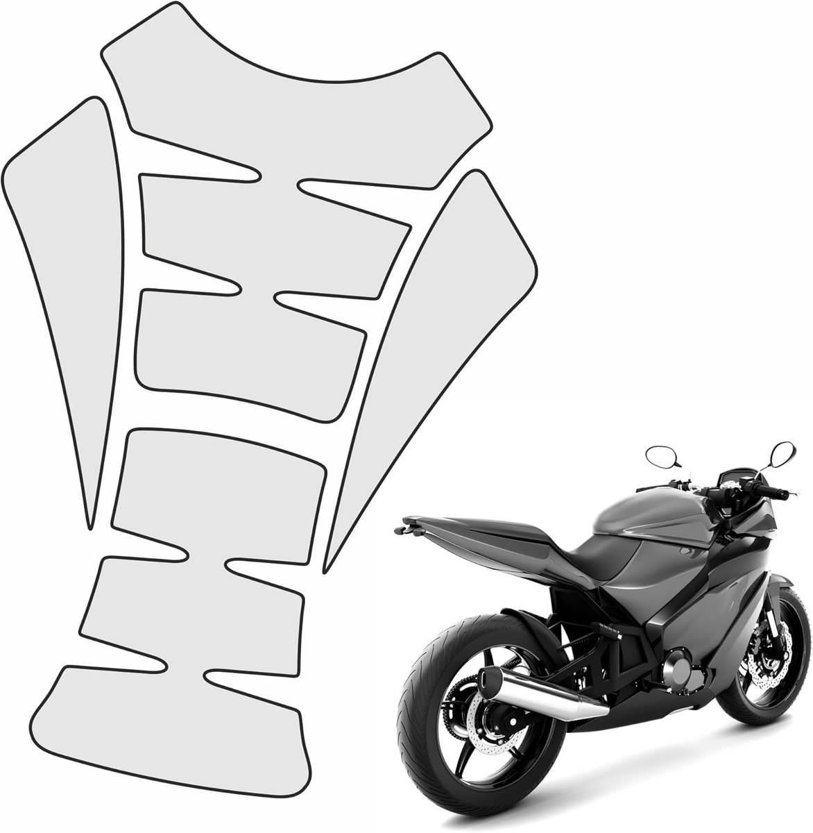 Motorfiets Tankpad Set - Lakbescherming Folie - Krassen Voorkomen - Universeel Zelfklevend - 24x16x5 cm - Transparant