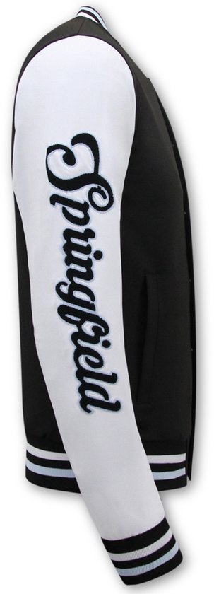 Veste d'entraînement noire avec manches blanches et 'Springfield' brodé sur la manche gauche. Rayures au bas.