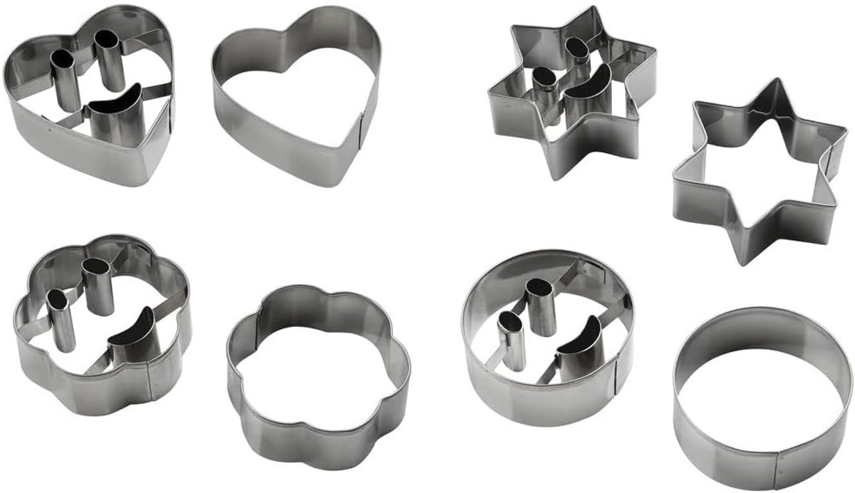 Koekjes Snijders - Gezicht Vorm - Bakken Versieren - Set van Twee - 6 cm - Zilver
