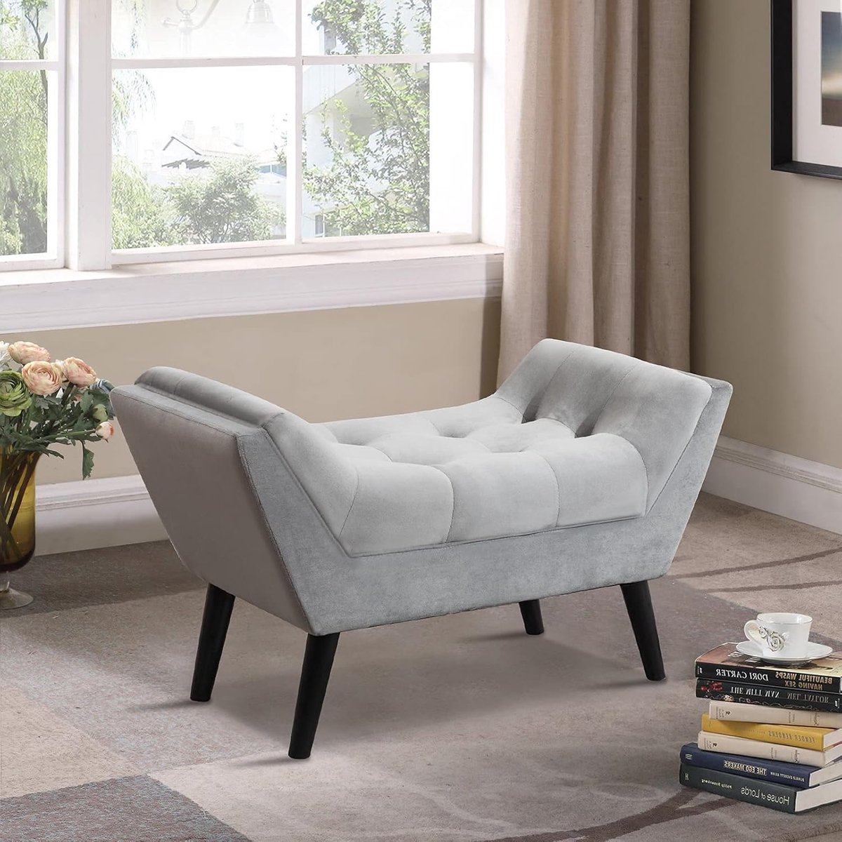 Bank Ottomaan - Opbergbank Poef - Entree Zithoek - Gestoffeerd Comfort - 97x49 cm - Grijs