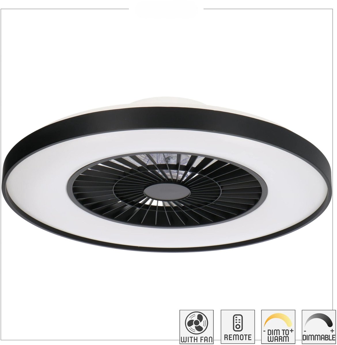 LED Plafondlamp met ventilator - Dimbaar - 3800 Lumen - 60W - 2000K/4000K