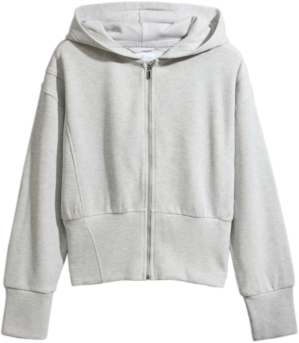 Next - Dames - Geribbelde hoodie met rits - Grijs