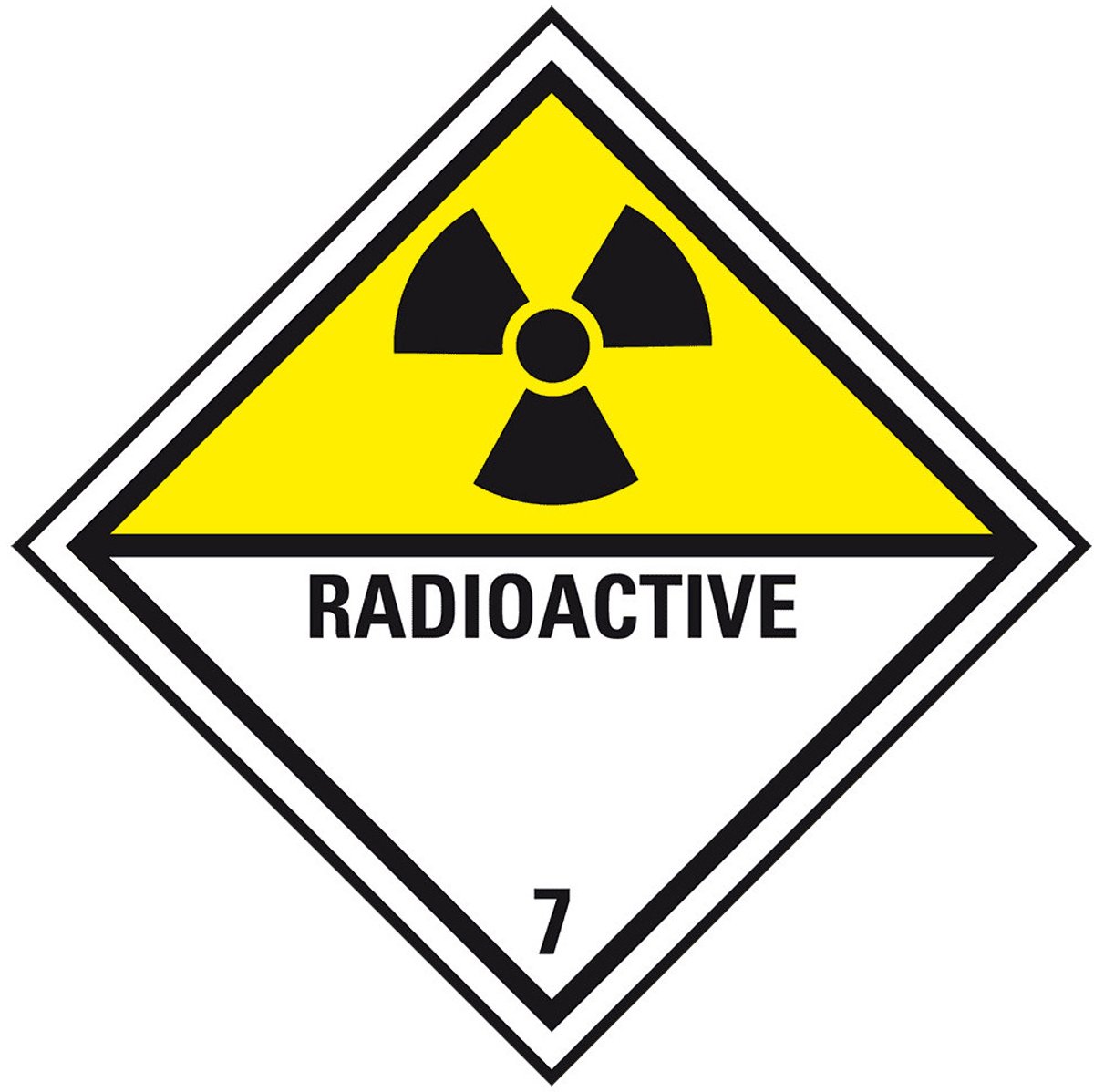 ADR klasse 7 radioactieve stoffen bord - aluminium 300 x 300 mm