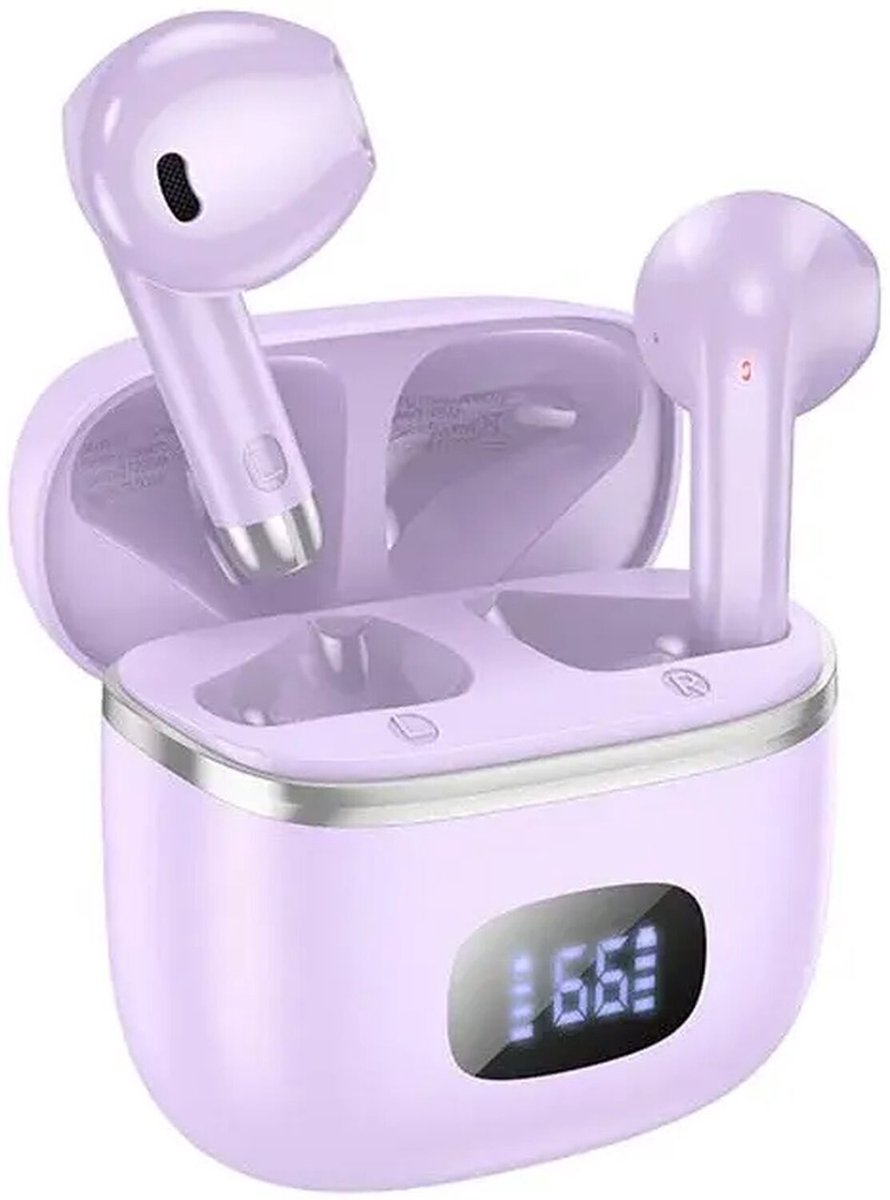 Hoco EQ1 Draadloze Oordopjes - Bluetooth 5.3 - Draadloze Oortjes - 35 uur accu - 13mm drivers - microfoon - Paars