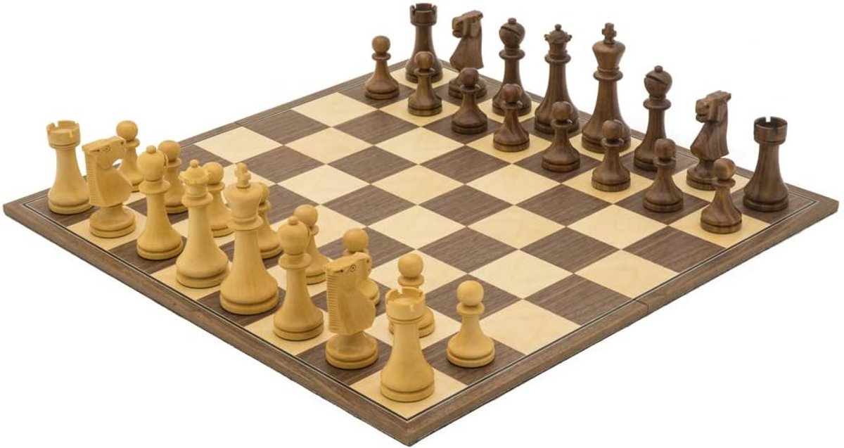 Schaakset Opvouwbaar - Strategie Spel - Familie Spelen - Gouden Palissander Walnoot - 42.5 cm Bord