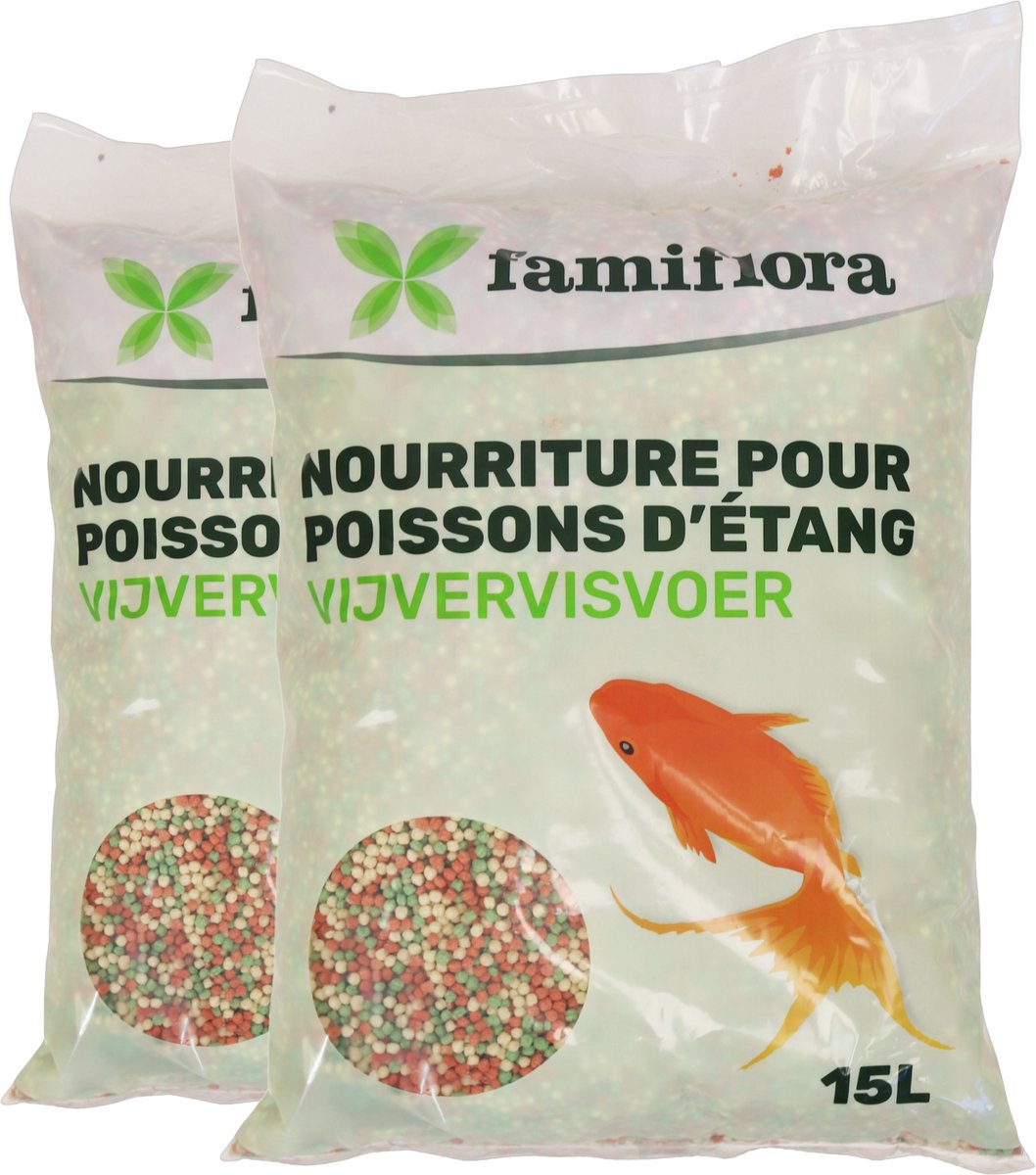 Famiflora coulour mix light 2x 15L - Bevordert kleur en groei zodat je vissen het hele jaar door stralend blijven - Licht verteerbaar voor gezonde, actieve vissen en minder watervervuiling