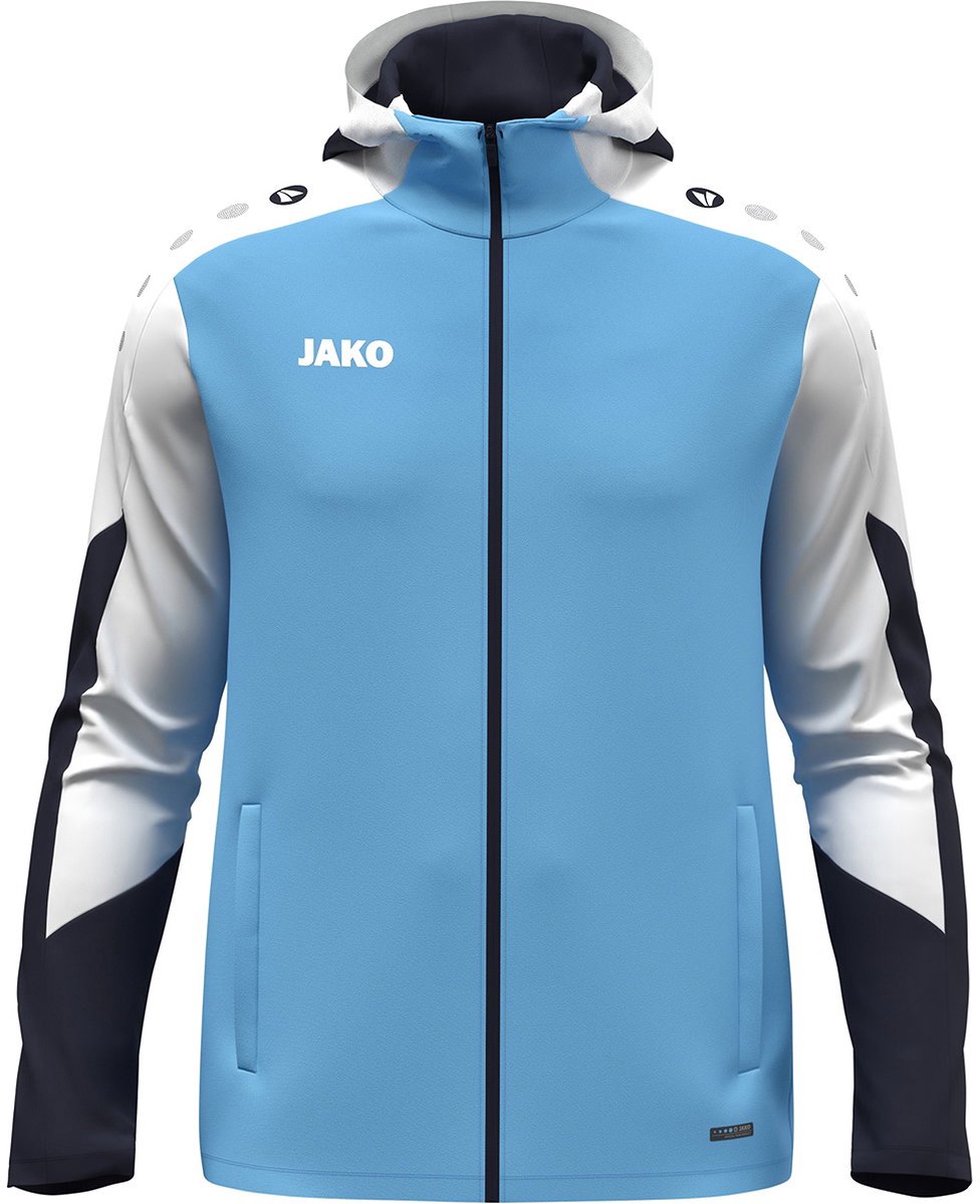 Jako Dynamic Jas Met Kap Dames - Hemelsblauw / Wit / Marine | Maat: XL
