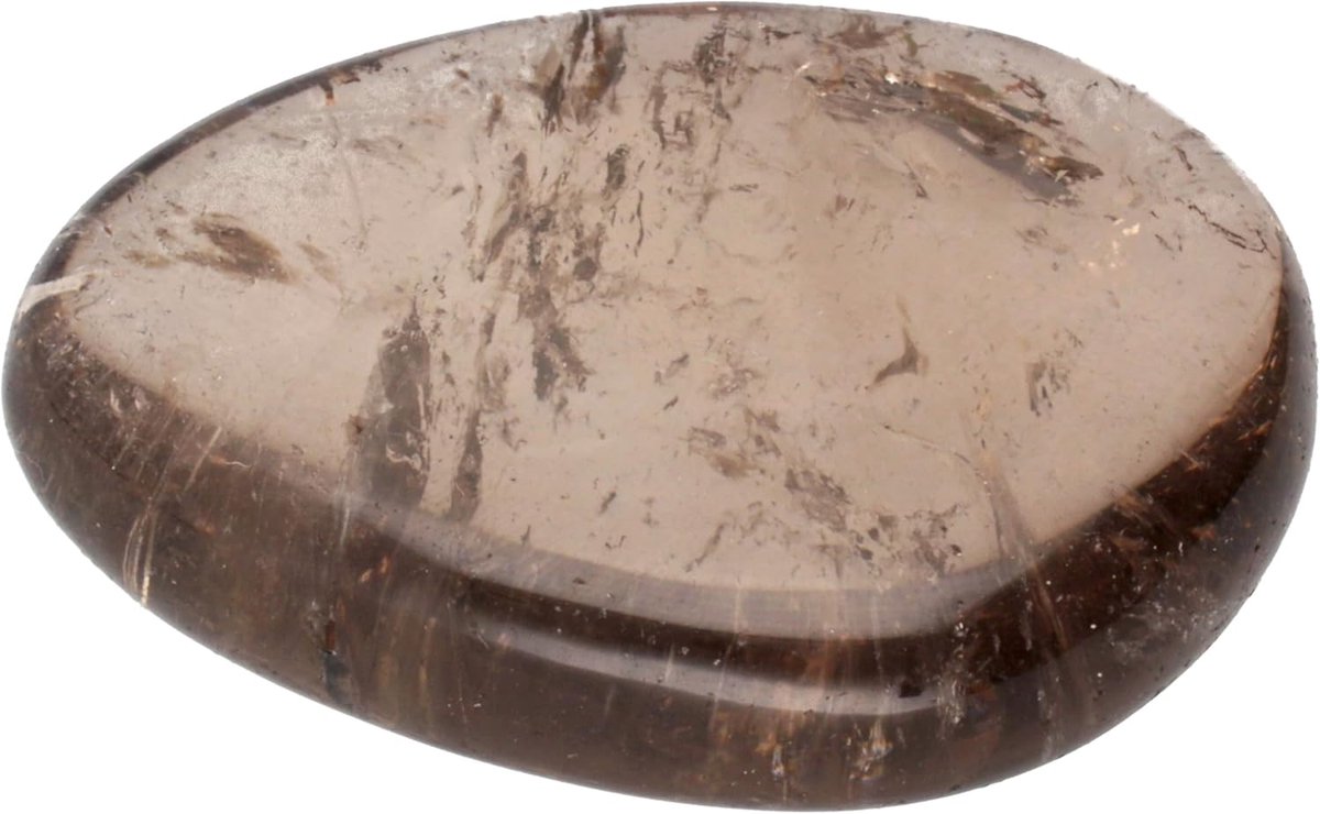 Rookkwarts steen - Handsteen - Meditatie - Natuurlijk product - 6 x 1.5 x 8 cm - Bruin