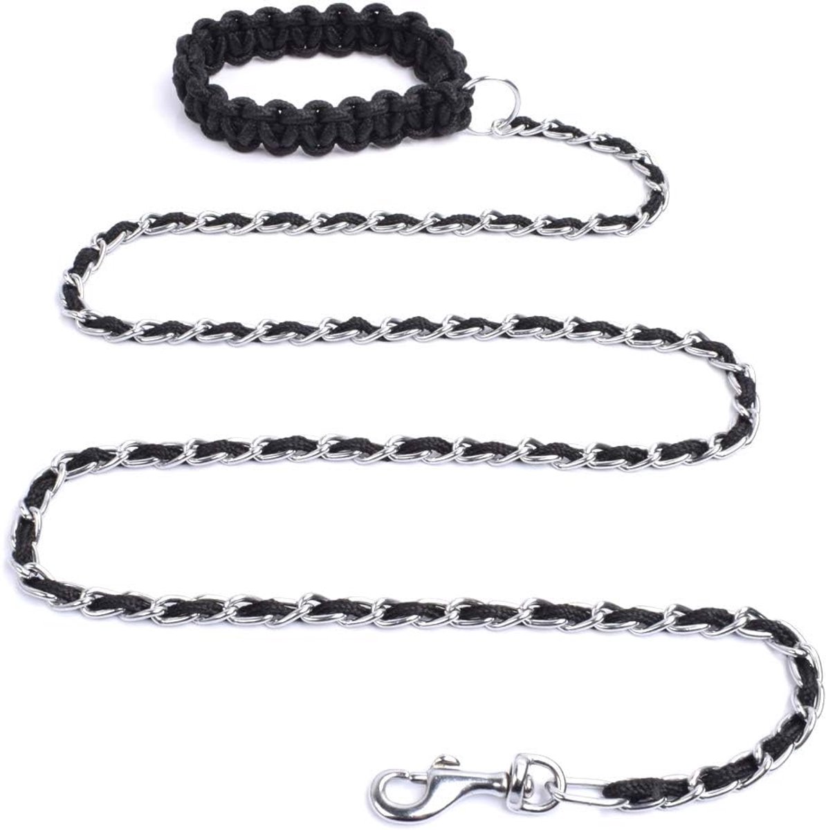 Hondenriem - Ketting Lood - Veilig Uitlaten - Metaal Versterkt - 168 cm Lengte - Zwart