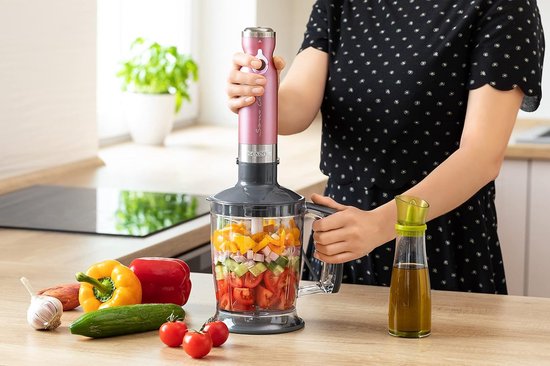 Staafmixer Krachtig - Handmixer Blender - Keukenwerk - 20 Snelheden Instelbaar - 800ml Kan - Roze — afbeelding 4