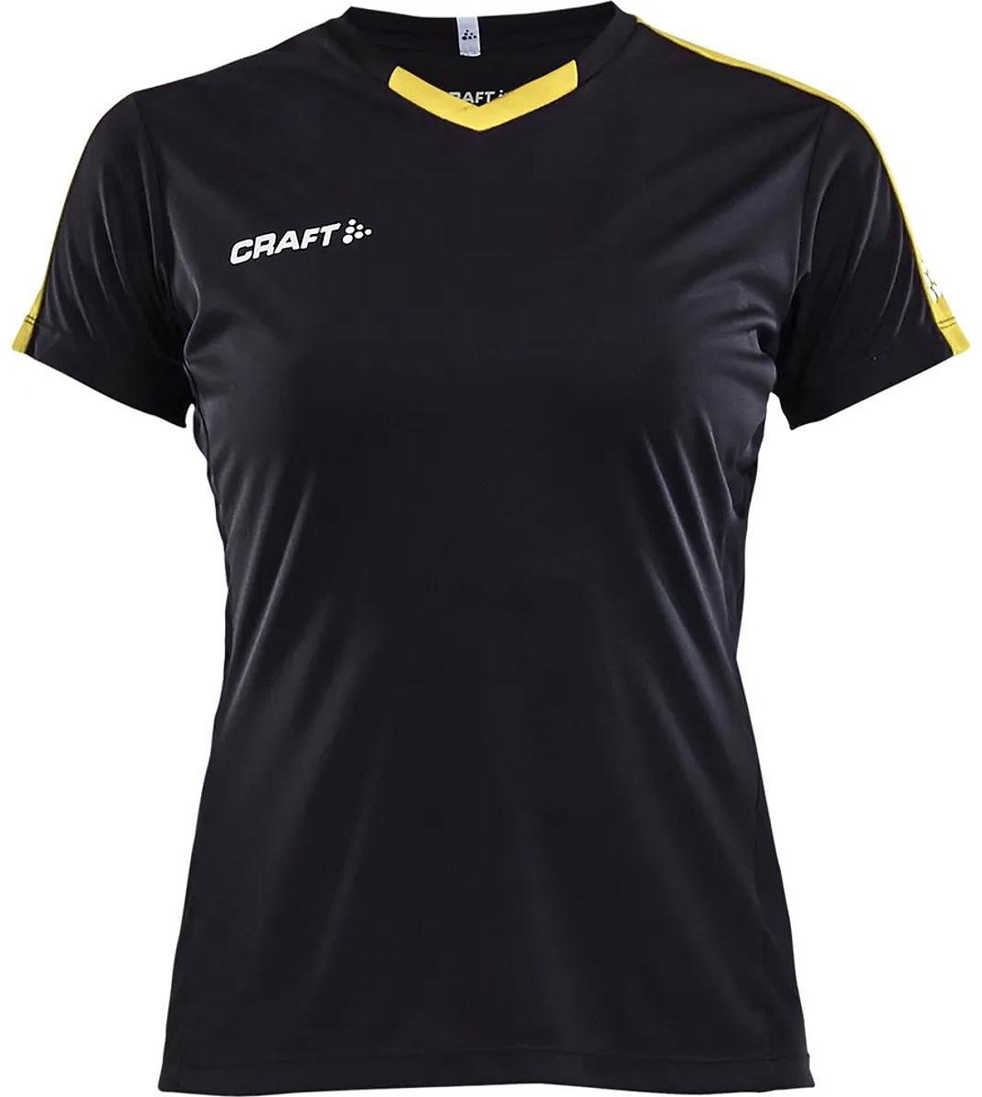 Craft Progress Contrast Shirt Korte Mouw Kinderen - Zwart / Geel | Maat: 158/164