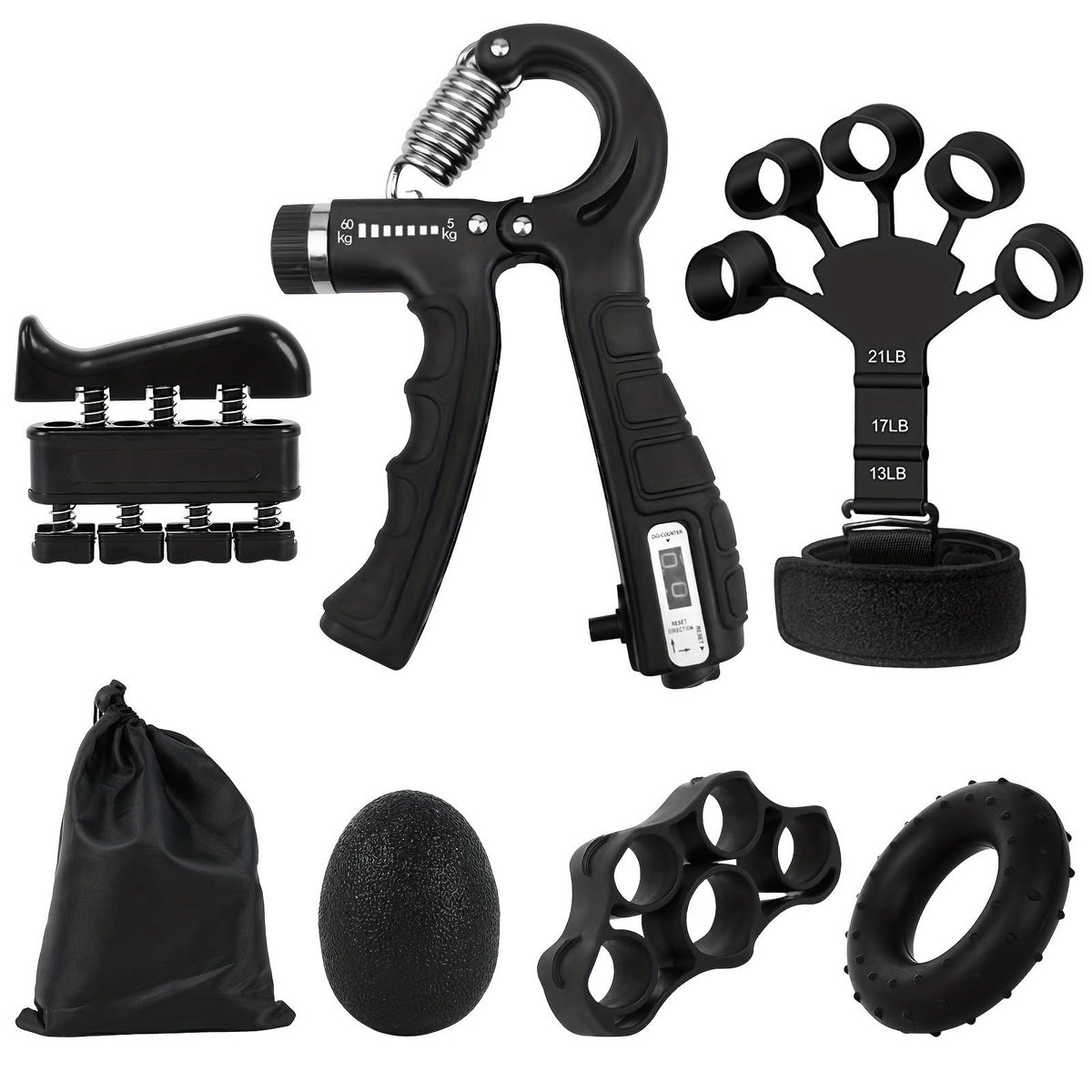 YYchan Handtrainer - Grip Trainer - Delige Fitness Handtrainer Set - Fitness Vingertrainer - inclusief 1 opbergtas - Krachttraining - Zwart