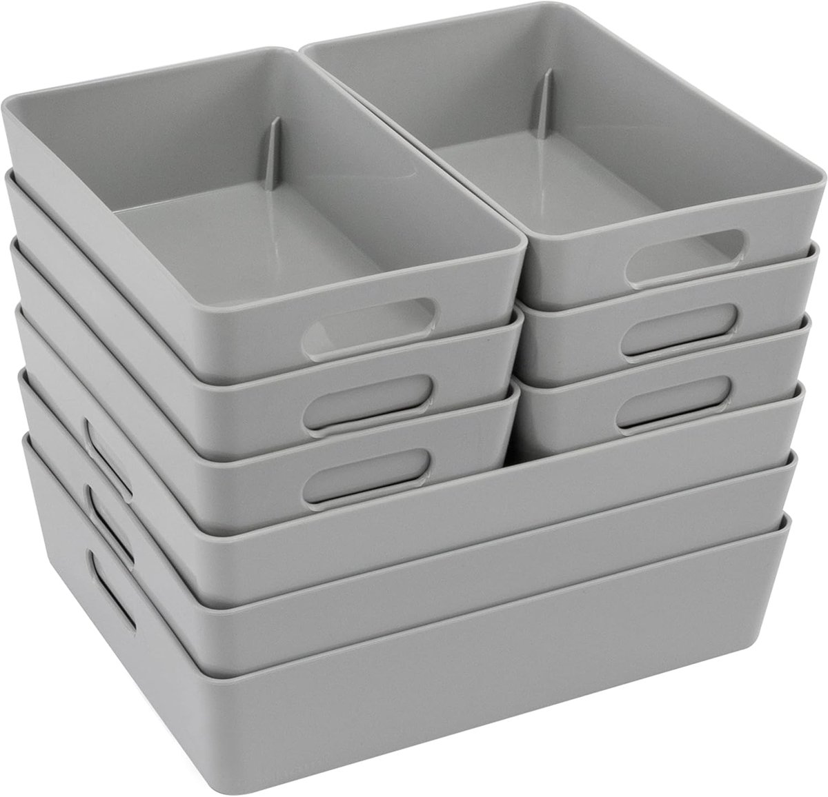 Laden Opbergsysteem - Opbergdoos Organizer - Lade Indelen - 9 Delen Flexibel - 6cm Hoog - Grijs