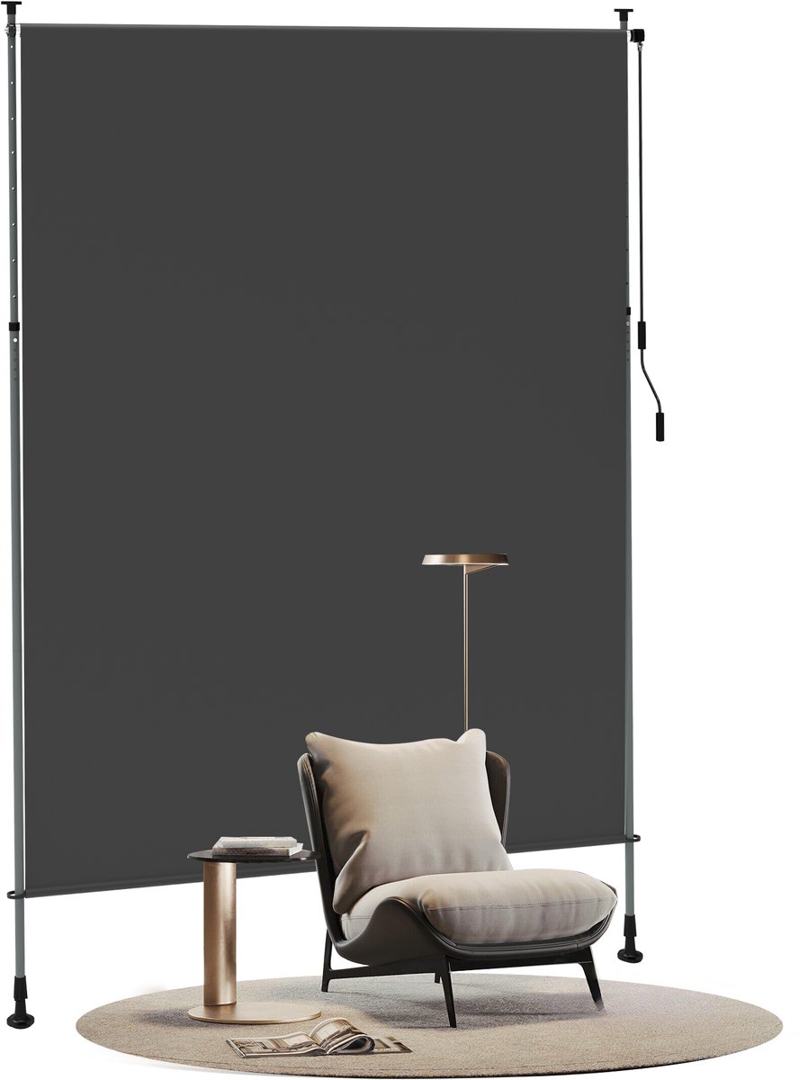 ACXIN Klemmarkies Verticale Zonwering Zonder Boren Zonnescherm Uitschuifbaar Waterdicht Windbestendig Privacy Met Handkruk - 200x310 cm - Donkergrijs