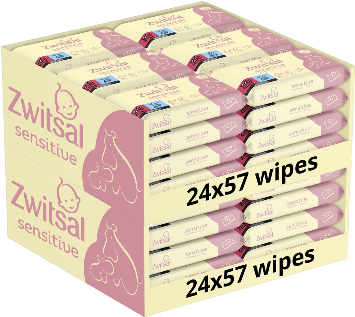 Bol.com Zwitsal - Billendoekjes Sensitive - Alcoholvrij - 2736 Babydoekjes - 48 x 57 - Mega Voordeelbox aanbieding