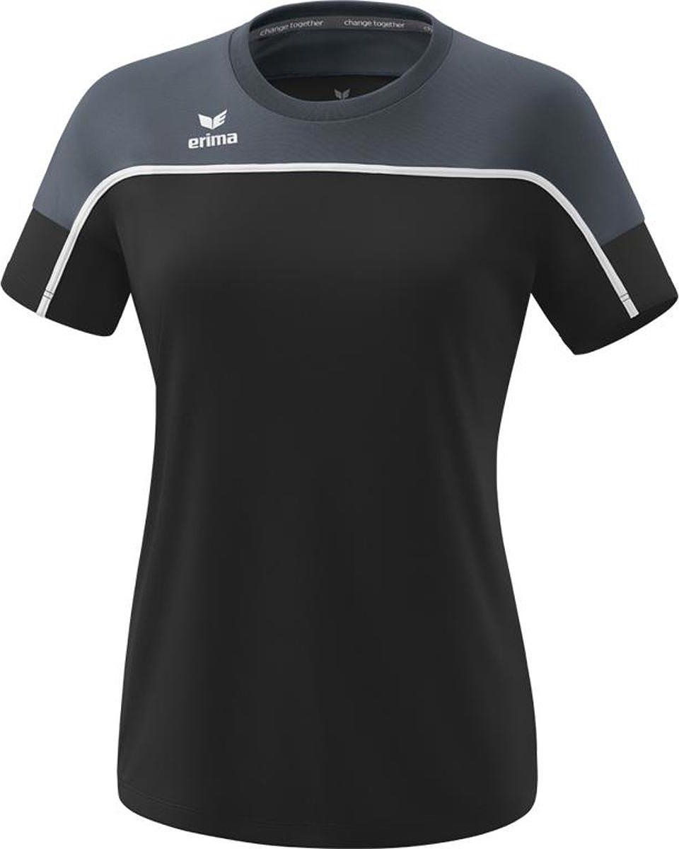 Erima Change T-Shirt Dames - Zwart / Slate Grey / Wit | Maat: 36