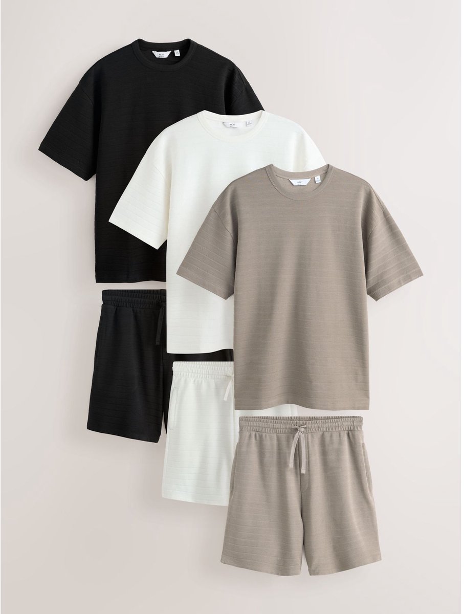 Next - Heren - Set van T-shirt en shorts - Zwart