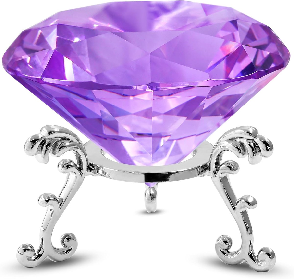 Kristallen Diamant - Papiergewicht Decoratie - Bureau Decoratie - Facet Ontwerp - 80 mm - Paars