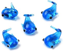DanLingJewelry 10Pcs Handgemaakte Kleine Walvis Beeldjes Lampwork Glas Zee Oceaan Dier Ornamenten Voor Thuis Kantoor Tafel Display Decor