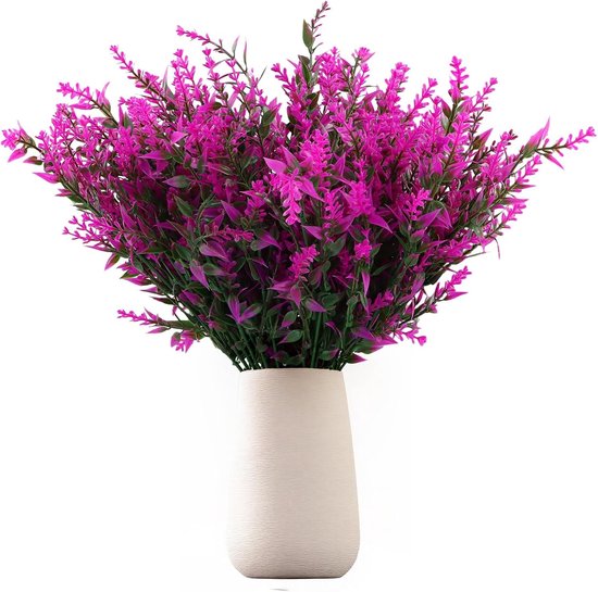 Kunstlavendel Bloemen - Nep Planten - Buiten Decoratie - UV-bestendig Waterdicht - 36cm Hoog - Fuchsia