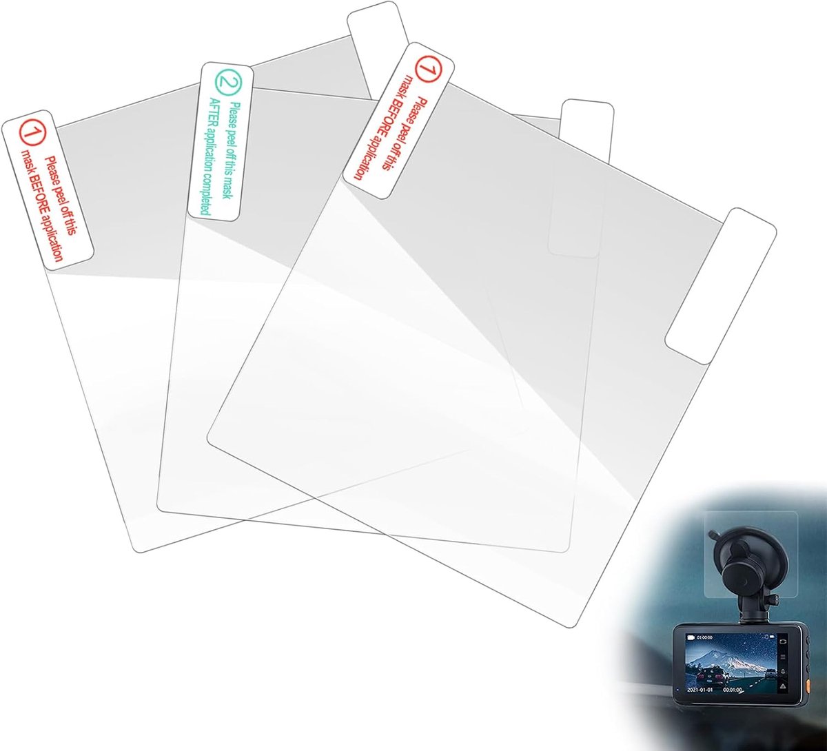 Autostickers Set - Anti-statisch Folie - Camera Bescherming - Helder Zicht - 8 x 8 cm