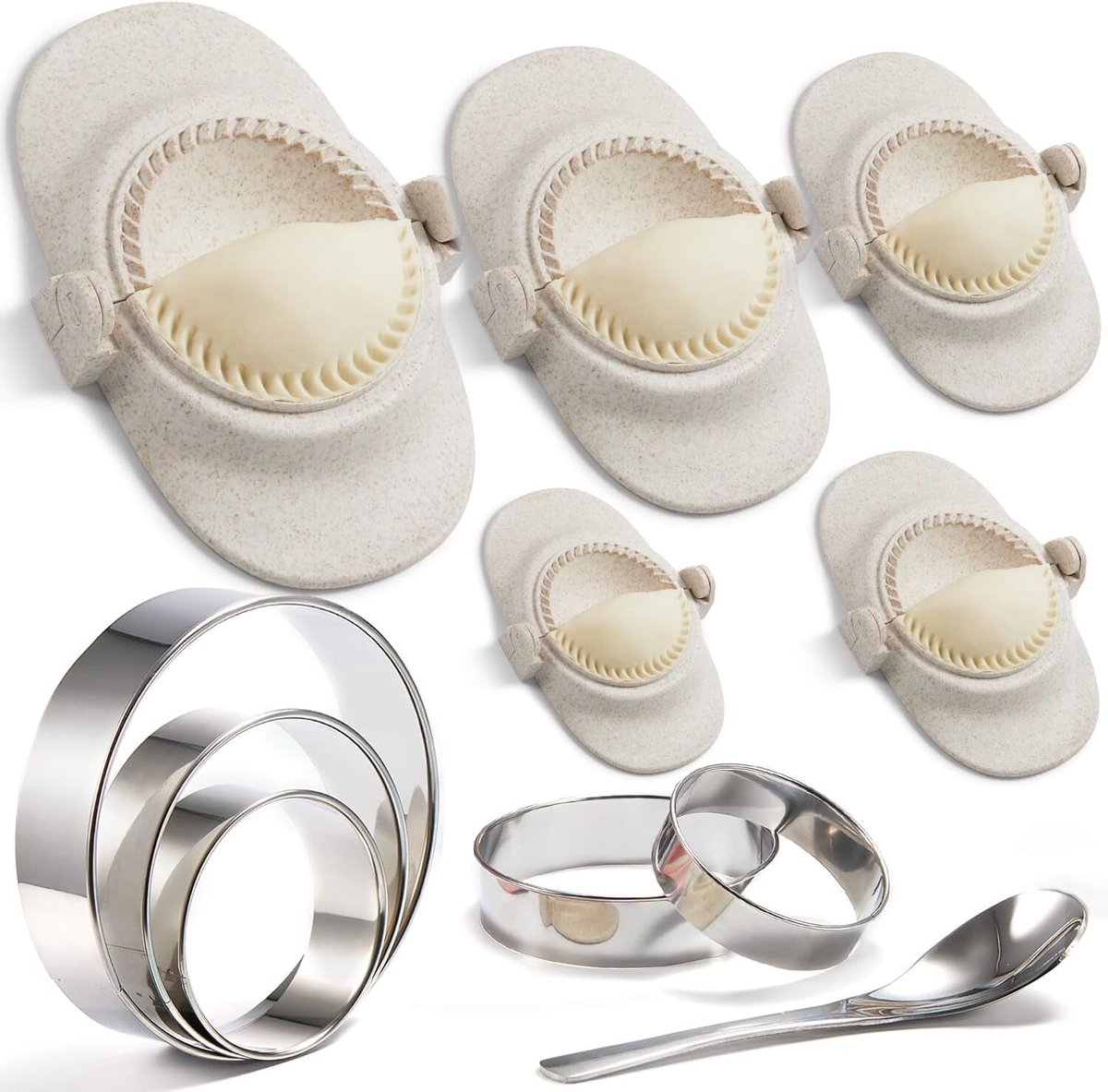 Knoedel Maker - Deegvorm Set - Zelf Snacks Maken - Extra Grote Vorm - 5 Maten - Wit