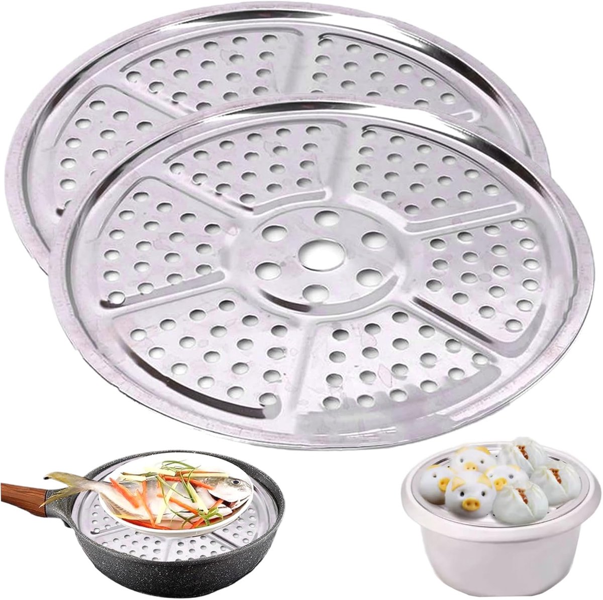 Inmaakrek 2 stuks - Drukpan rek - Veilig inblikken - Hittebestendig RVS - 28 cm rond - Zilver