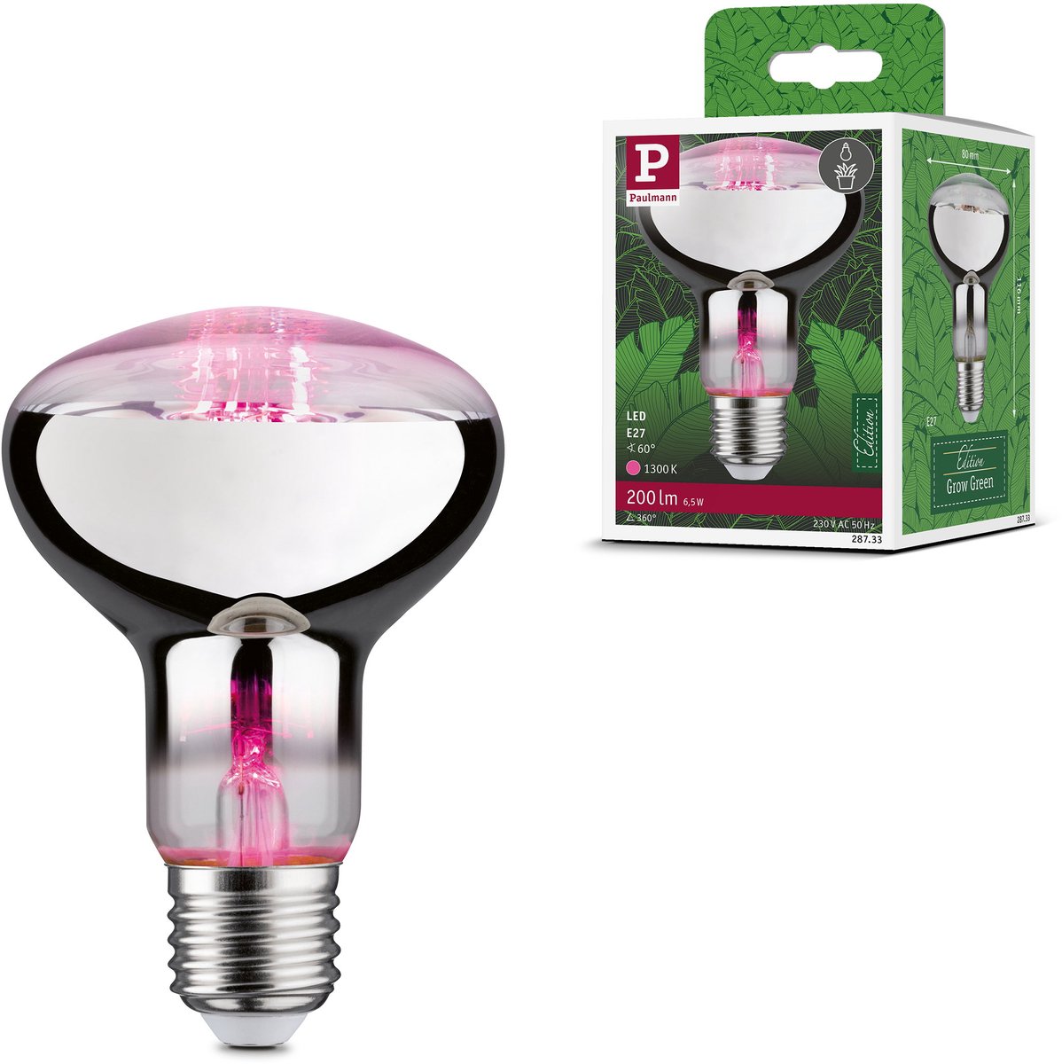 Grow Green Edition Filament 230 V LED-reflector E27 R80 200lm 6,5W 1300K Zilver, Groeilicht