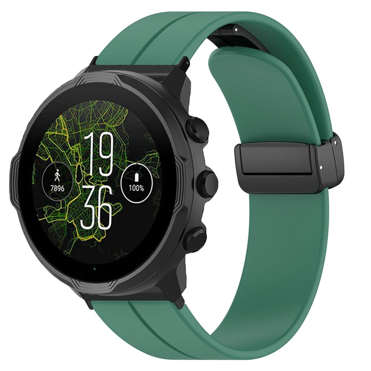 Allecto - Horlogeband vervanging - Magnetisch - Siliconen - Groen - Sport - Quick Release - Geschikt voor Suunto 7 9 D5i - Bandring