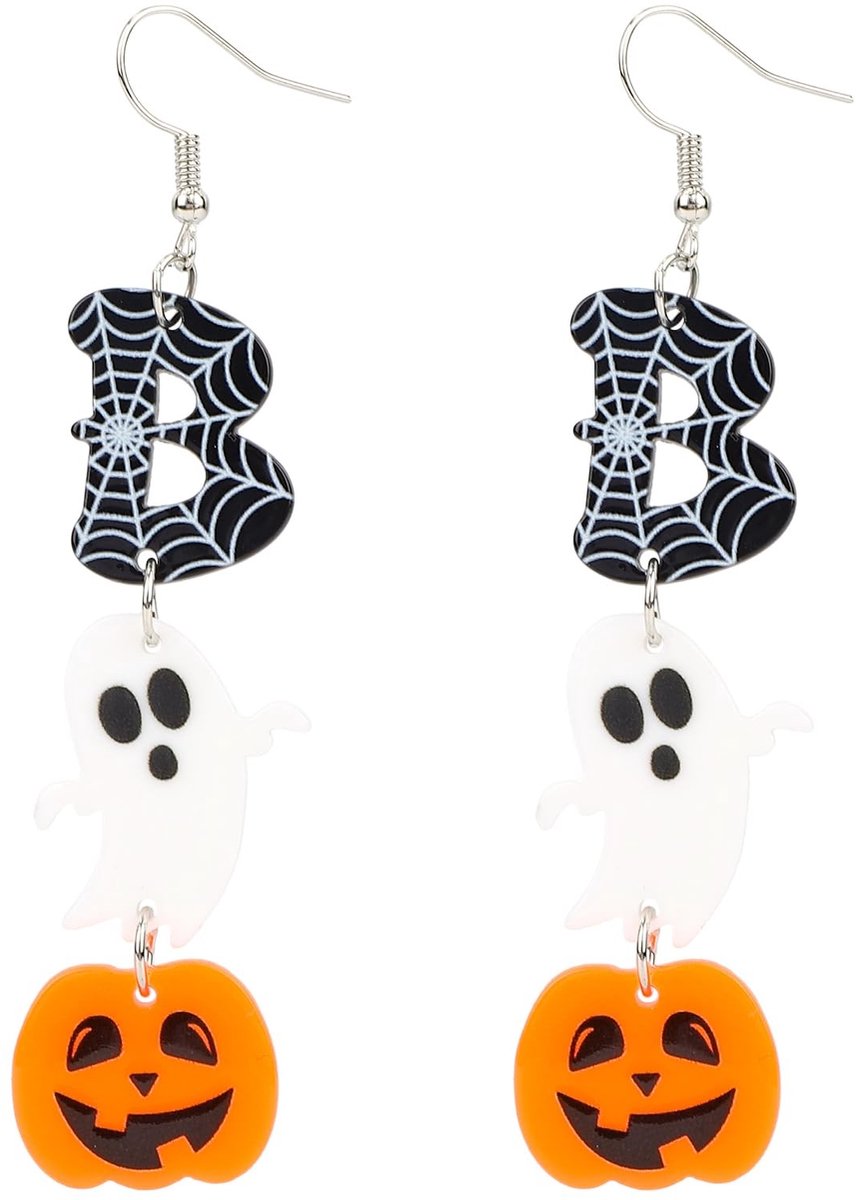 Halloween Oorbellen voor Vrouwen, Spinnenweb, Pompoen & Geest Pendant, Leuk Kostuum Accessoire voor Feest en Cosplay