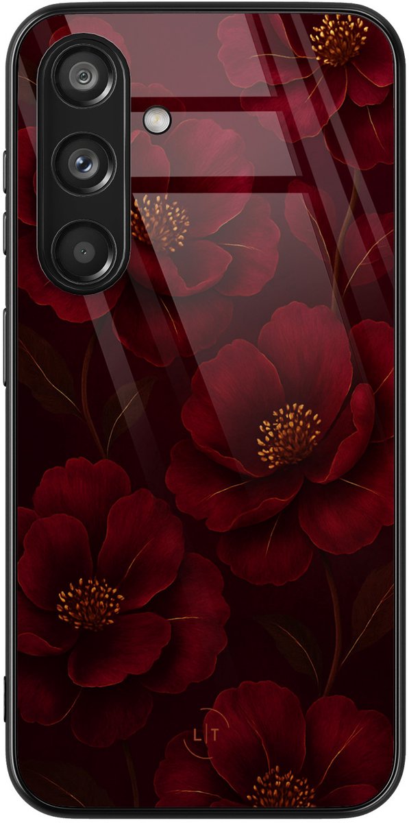 Hoesje geschikt voor Samsung Galaxy S24 - Rozen - Luxe Glazen Hardcase - Bloemen - Multi