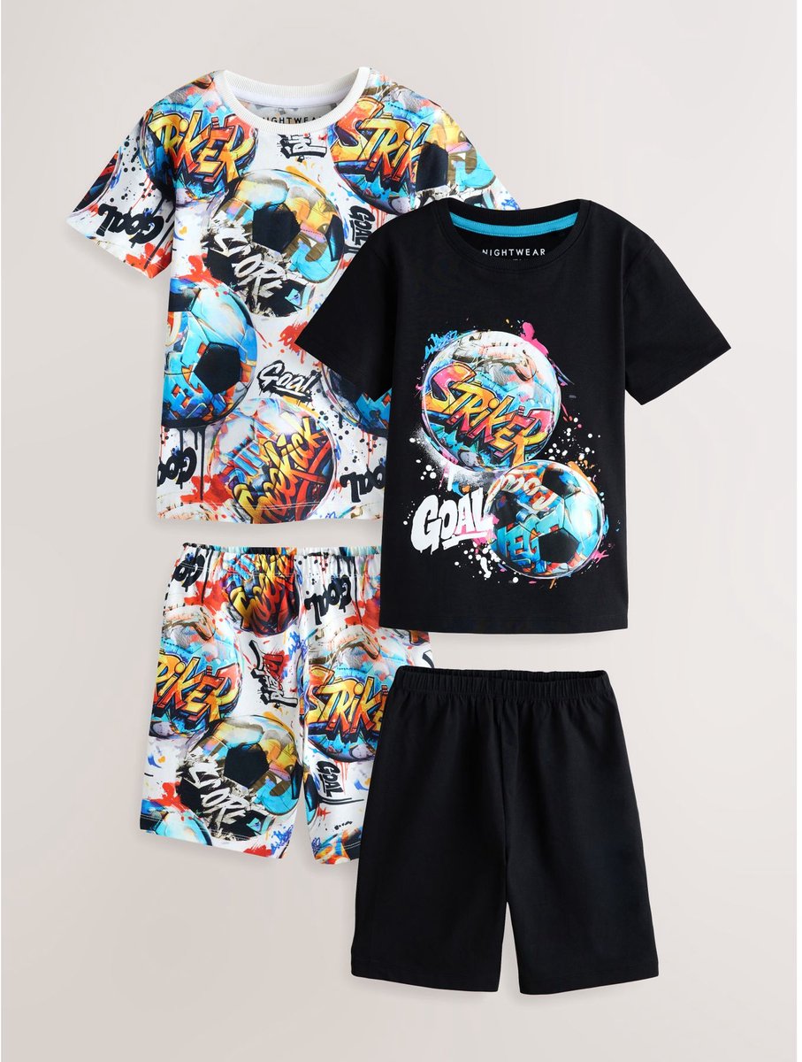 Next - Jongens - Set van 2 korte pyjama's - Zwart