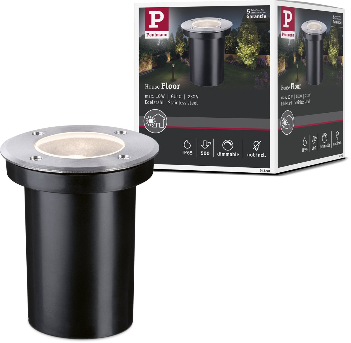 Grondinbouwlamp Floor IP65 110 mm max. 10W 230V Edelstaal edelstaal