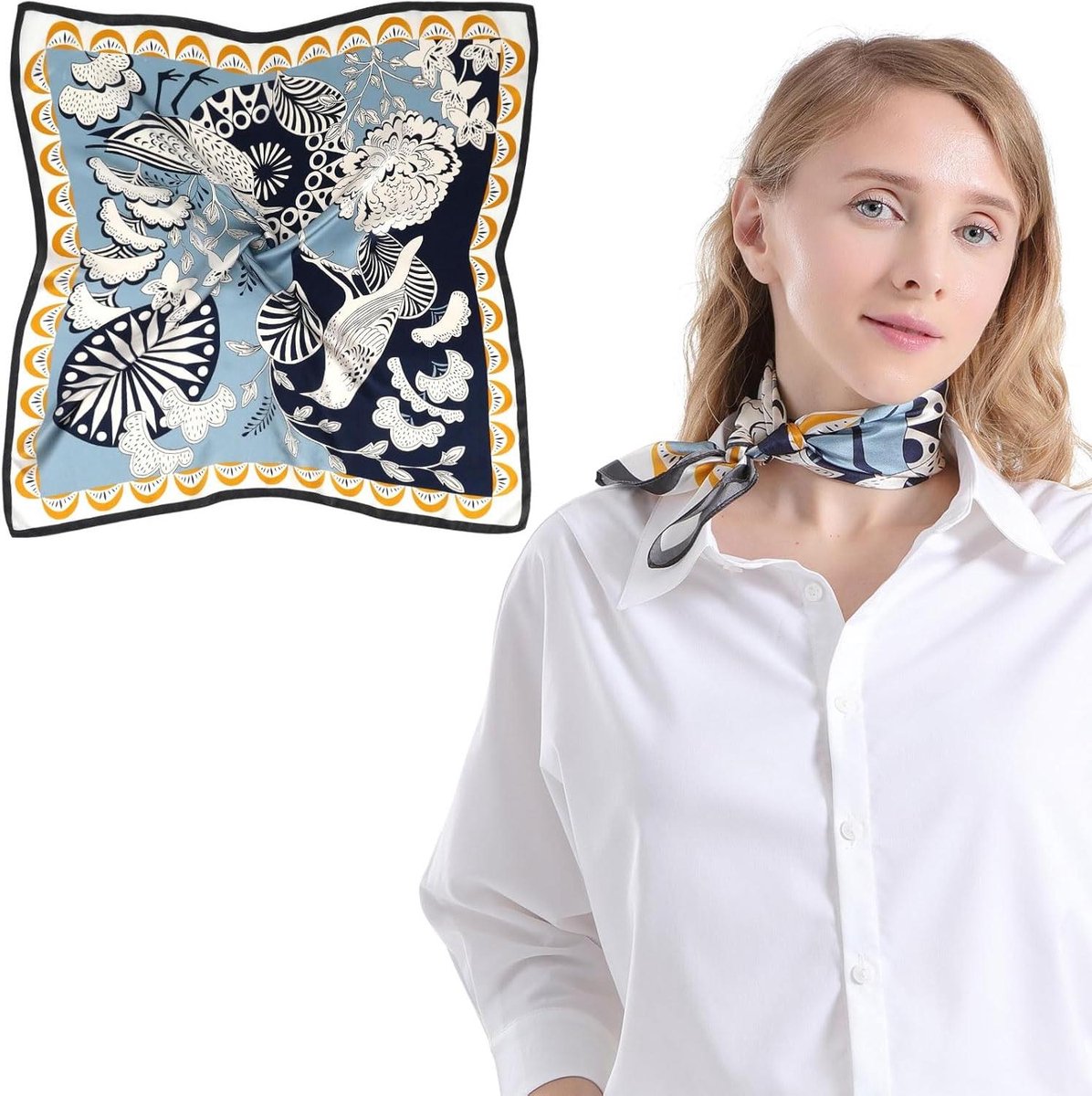 Zijden Sjaals Dames in Blauw - 100% Zijden Sjaal - Luxe Accessoire