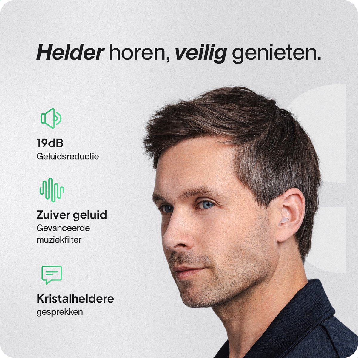 Sköld Transparante Oordopjes 2 stuks Gehoorbescherming met Helder Geluid – Oordoppen voor Festivals, Concerten, Clubs & Uitgaan – Earplugs – Partyplugs - 19dB Demping - Volwassen en Kinderen – foto 3