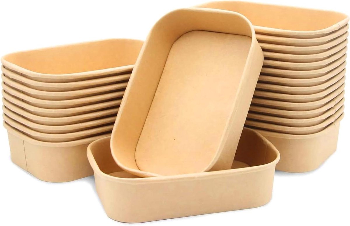 Allecto Premium - Kraftpapier saladedoos 25 stuks voor afhaalmaaltijden en fitnesslunch (1000 ml)