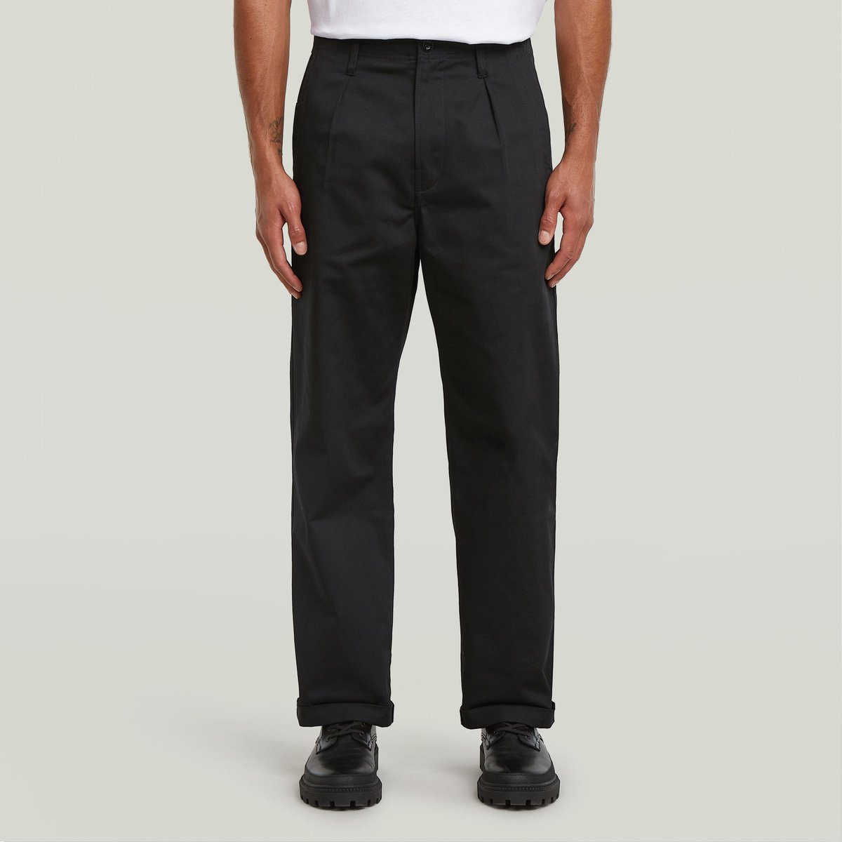 G-Star Pleated Chino Relaxed Straight Heren Jeans Zwart