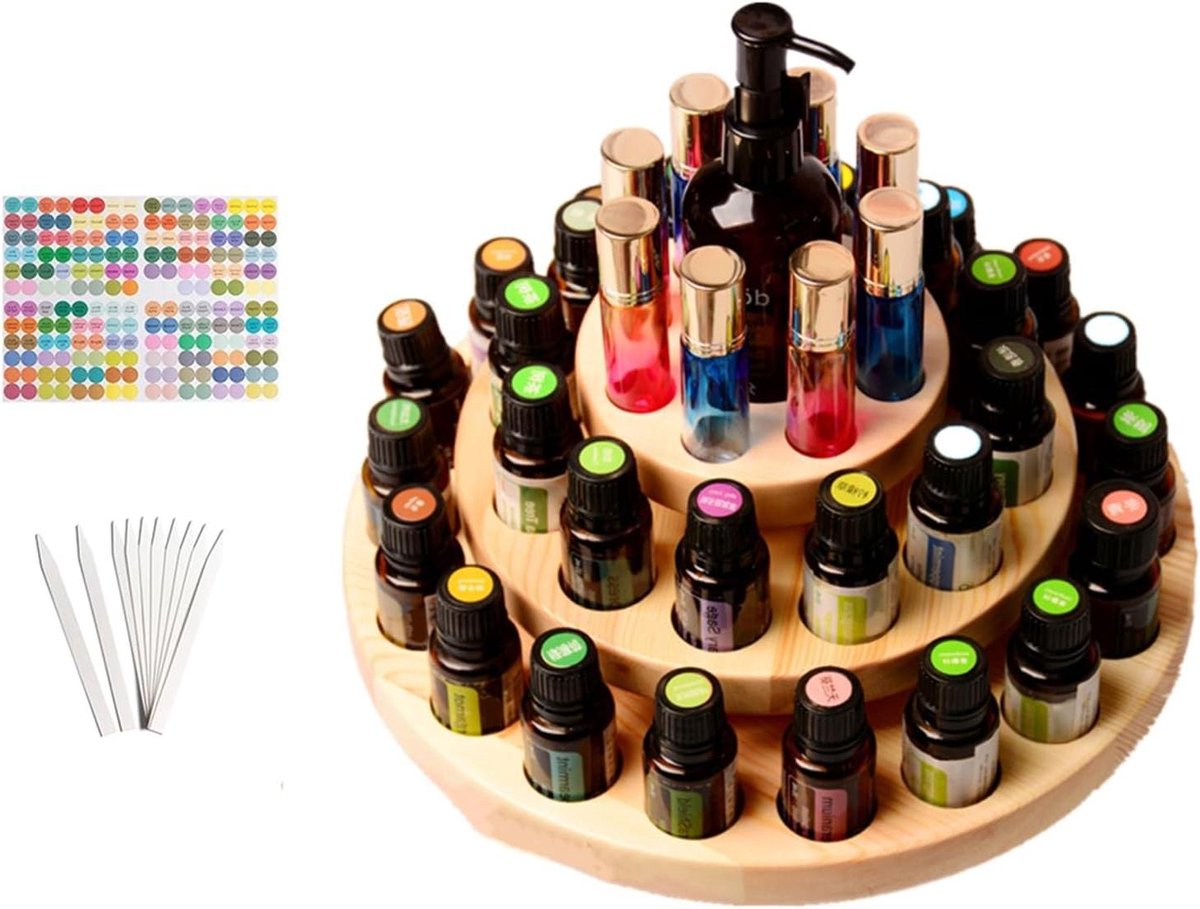 Houten opbergdoos voor etherische olie met 39 sleuven - Aromatherapiedrager en nagellak organizer met geurcontainer