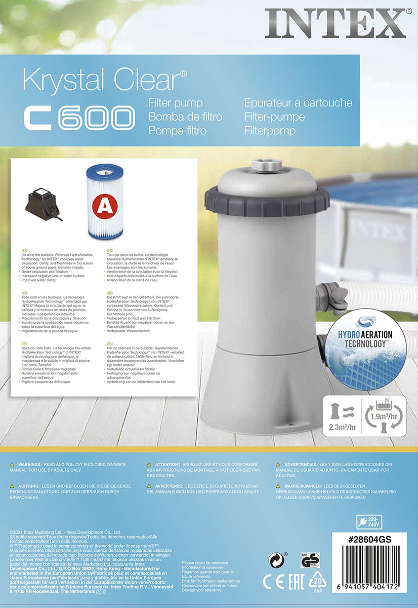 Intex cartridge zwembadpomp klein | Tot 9.000 liter | Voordeelpakket | Inclusief filtercartridge A met filterbollen | Duurzaam en uitwasbaar – foto 5