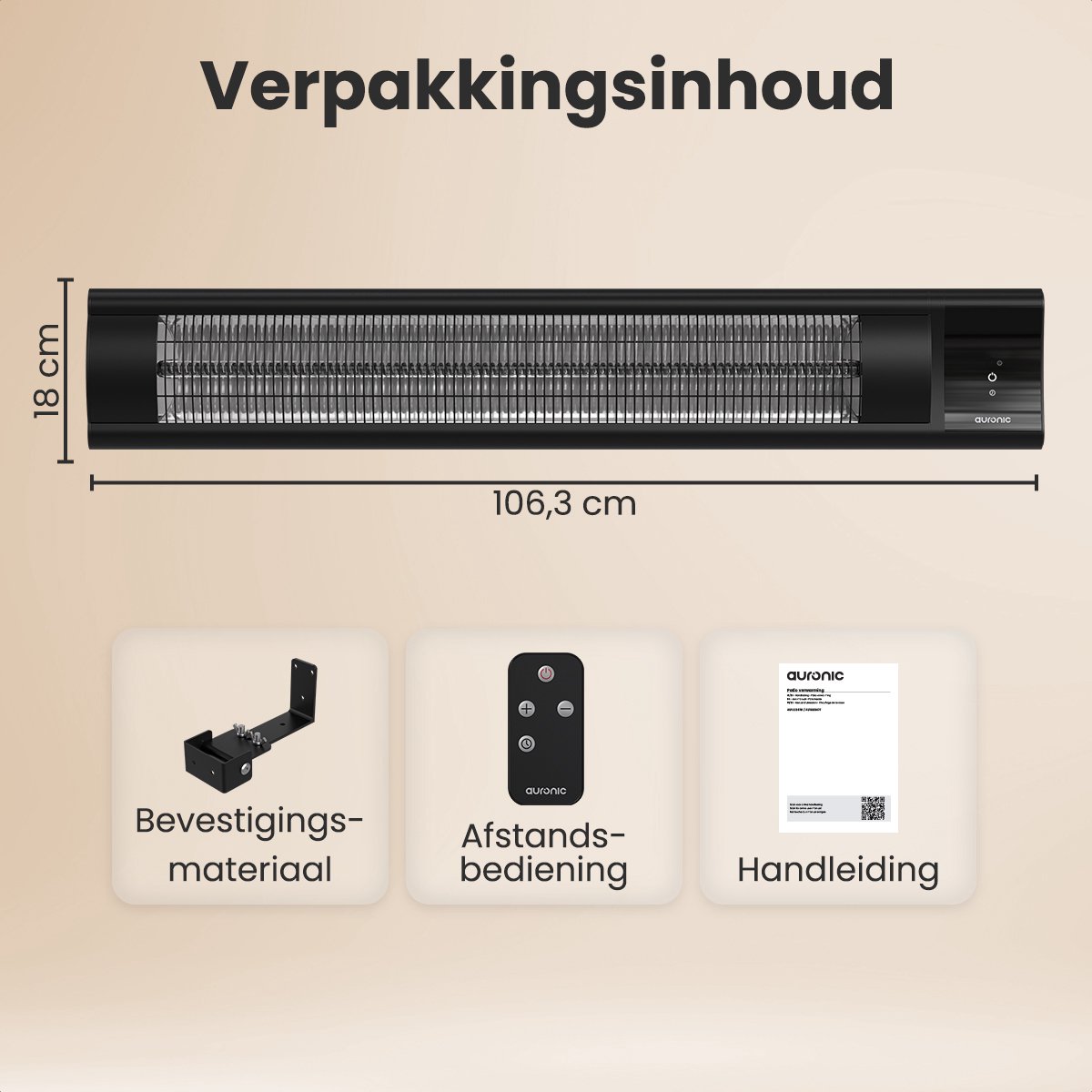 Auronic Terrasverwarmer - XL - Infrarood Verwarming - Elektrische Heater - 25m2 - 3000W - Afstandsbediening - 9 Standen - Zwart – foto 6
