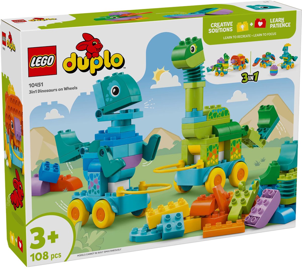 LEGO 10451 DUPLO Town 3-in-1 dinosaurussen op  wielen
