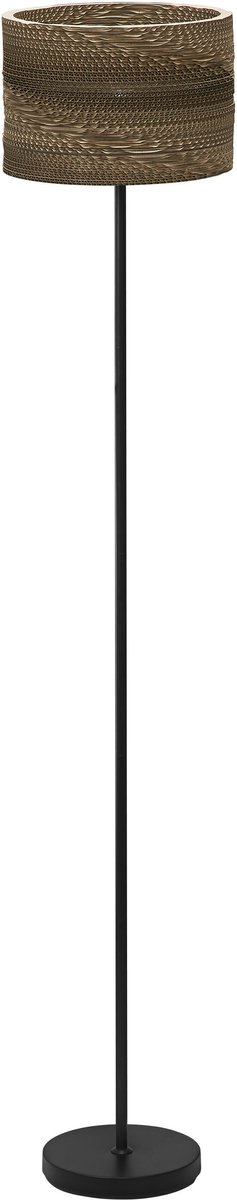 OSRAM vloerlamp Decor Karton Cilinder bruin van golfkarton, E27, 1600 mm hoogte , lampenkap van gerecycled materiaal, duurzaam dankzij vervangbare lichtbron, eenvoudig te installeren